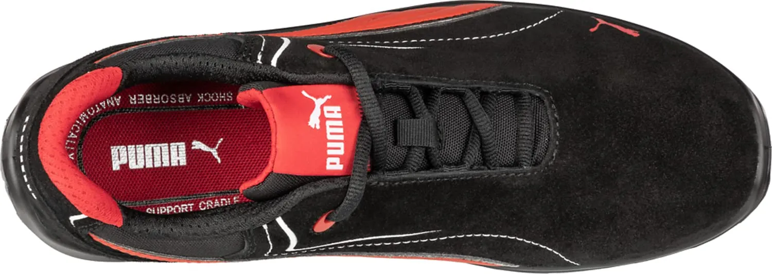 PUMA Men's Touring Suede Low Industrial Shoe, Black-red, 8