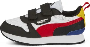 Puma R78 Hook & Loop Sneaker, White-High Risk Red Black, 3.5 US Unisex Little Kid