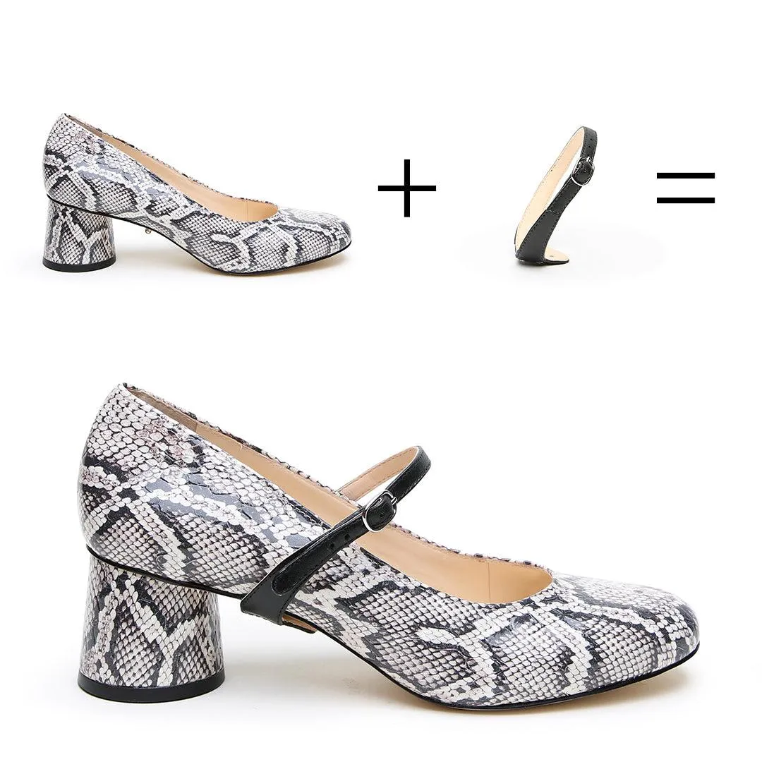 Python Ballet Pump   Black Twiggy Strap