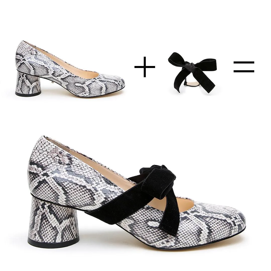 Python Ballet Pump   Black Velvet Marie Strap