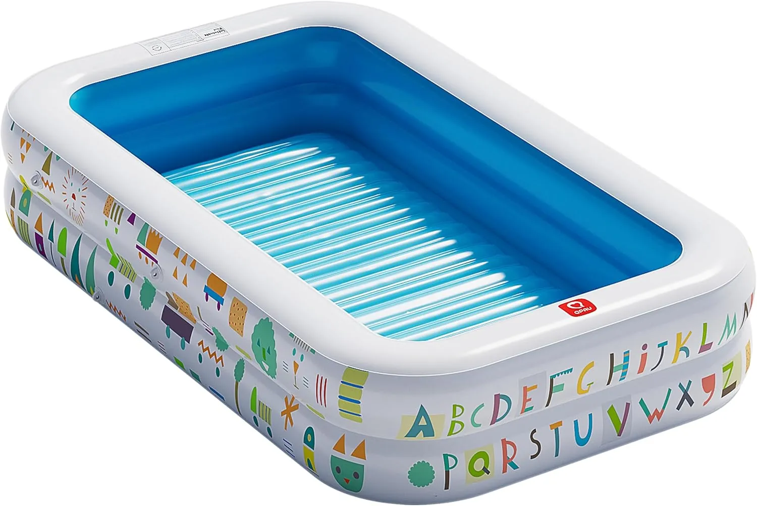 QPAU Kiddie Pool – 65" x 39" Inflatable Pool for Kids & Toddlers, Ball Pit & Baby Pool with Soft Floor, Educational Alphabet & Number, Durable Outdoor Play Toys for Backyard & Indoor Fun (Blue)
