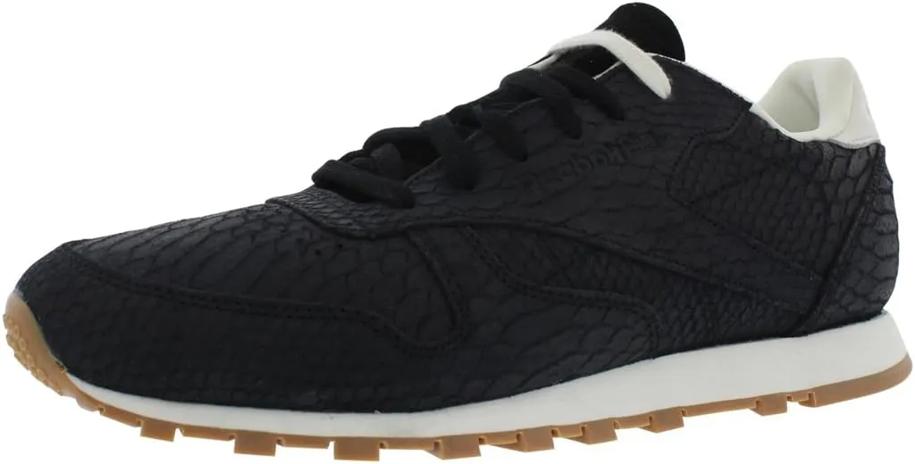 Reebok Lifestyle Women's Classic Leather Clean Exotics Black/Chalk Sneaker 9.5 B (M)