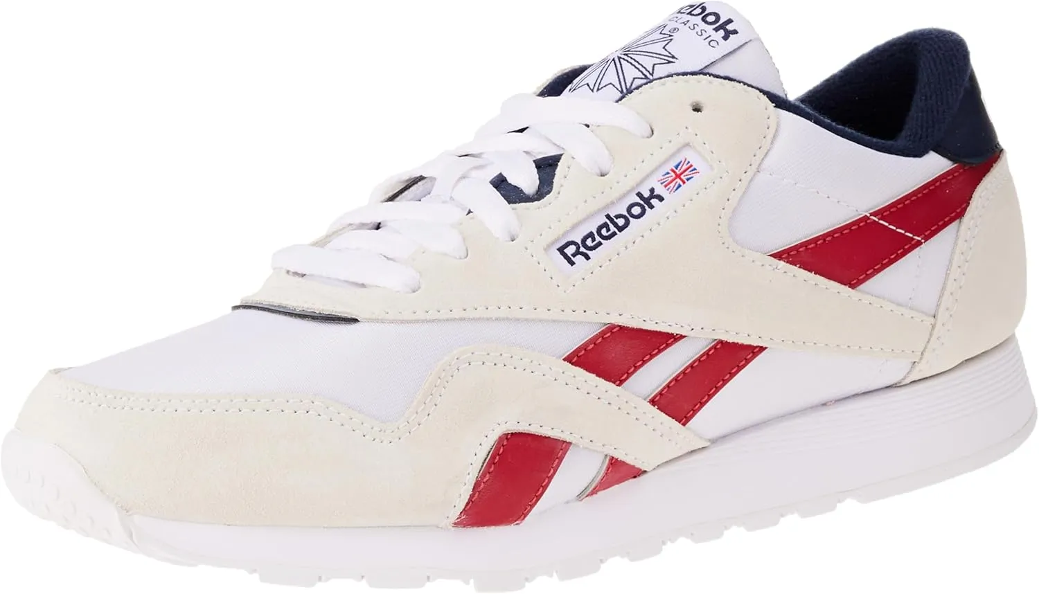 Reebok Men's Classic Nylon Trainers, Ftwwht Flasrd Vecnav, 4.5 Men