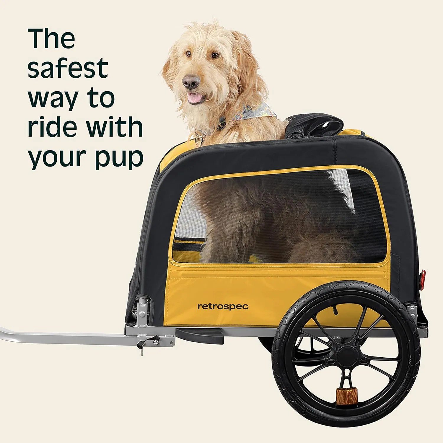 Retrospec Rover Waggin' Pet Bike Trailer - Small & Medium Sized Dogs Bicycle Carrier - Foldable Frame with 16 Inch Wheels - Non-Slip Floor & Internal Leash