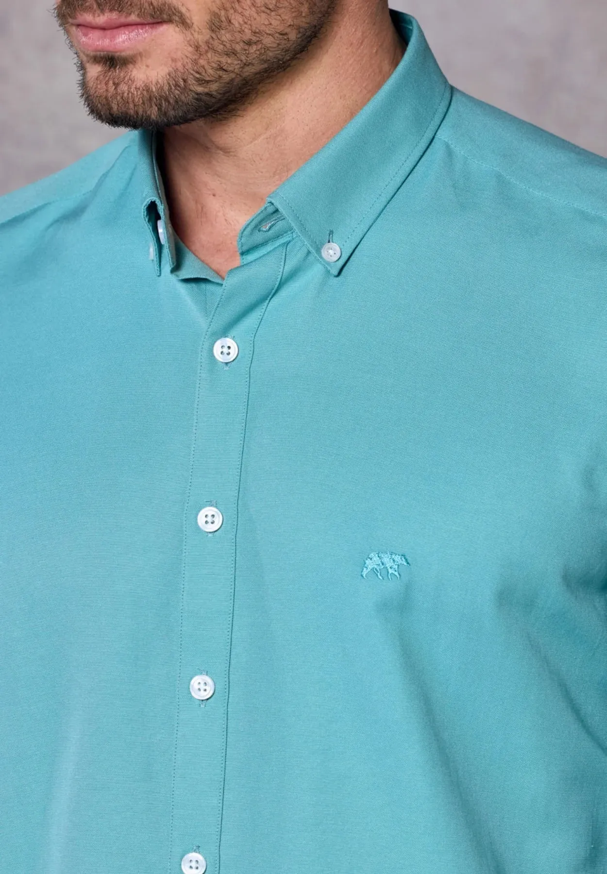 Rivet & Denim Long Sleeve Oxford Shirt - Aqua