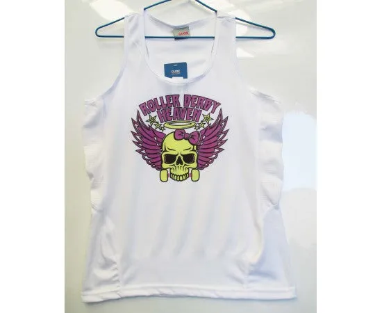 Roller Derby Heaven Singlet - White (multiple logo colours available)