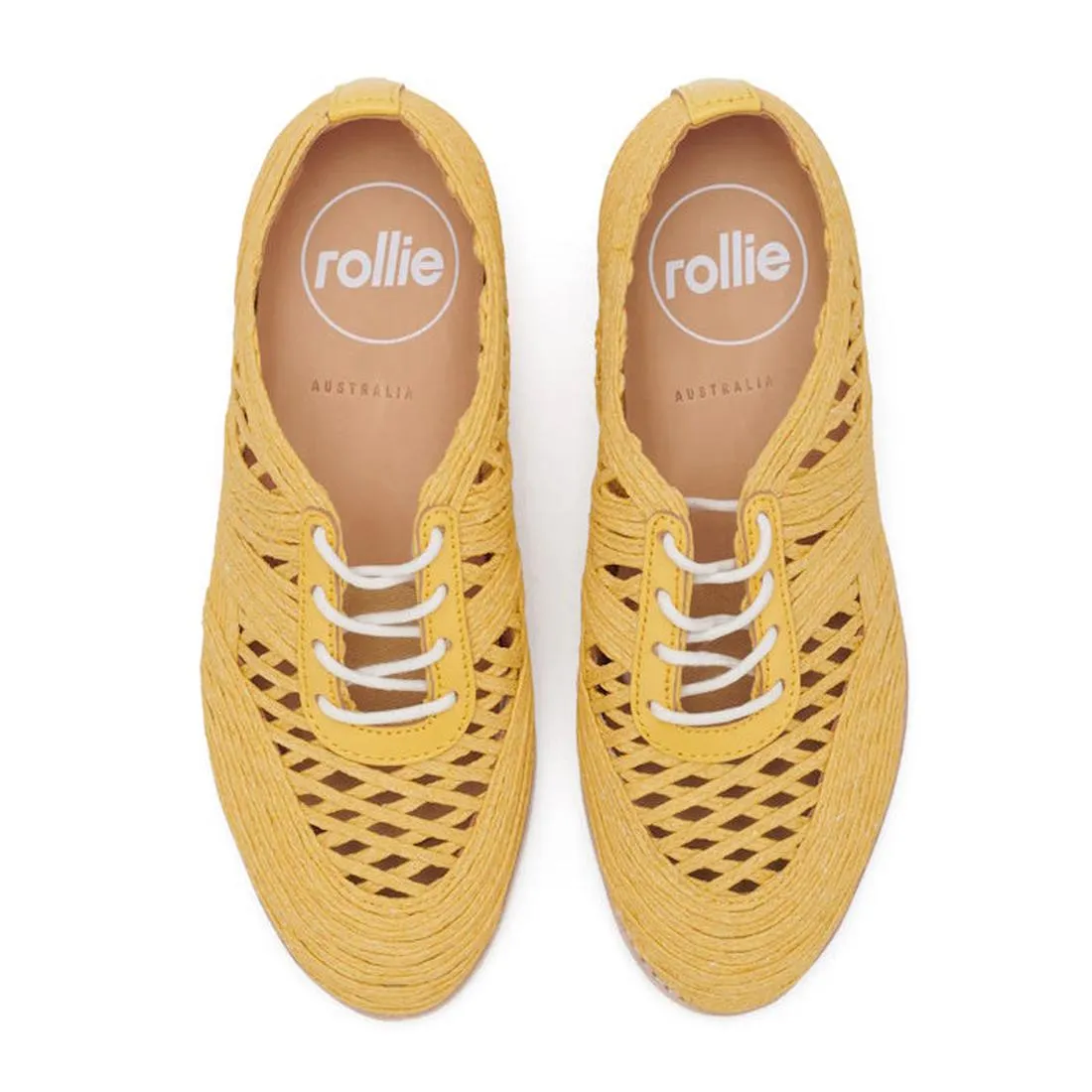 Rollie Womens Derby Open Weave Sunshine Yellow   Trainer