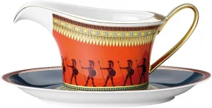 Rosenthal Versace, Iconic Heroes Gravey Sauce Boat, Multi Color, Versace, Iconic Heroes Gravy Sauce Boat with Saucer Underplate, Germany