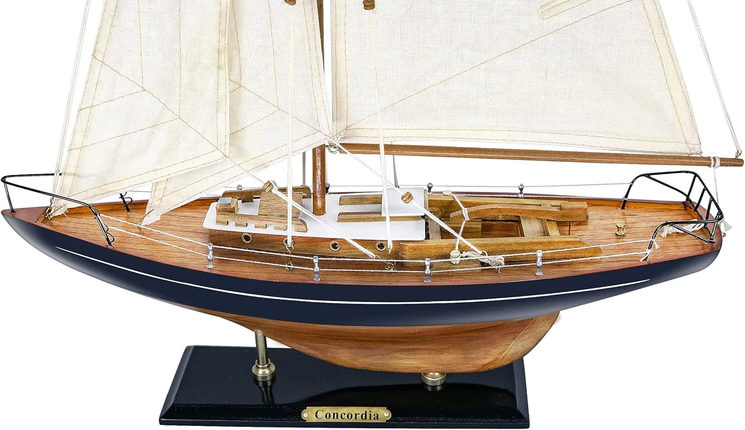 SAILINGSTORY Wooden Sailboat Model Decor Boat Model Ship Sailboat Decor Yacht Model Concordia Antique Finish Navy