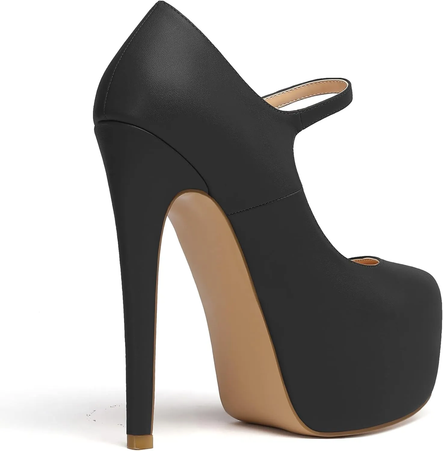 SAMMITOP Women's Round Toe High Heel Mary Jane Dress Pumps Platform Stiletto Shoes