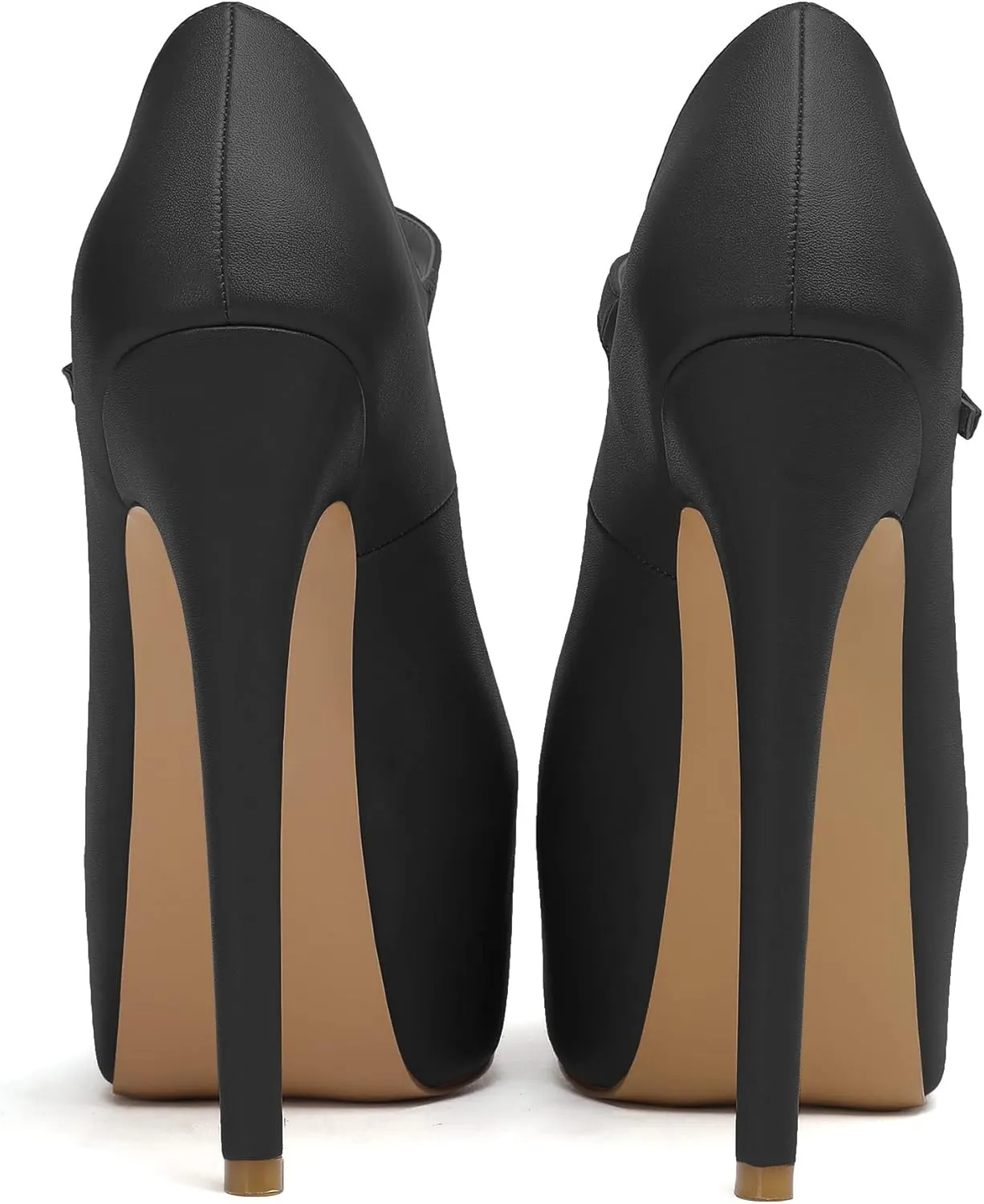 SAMMITOP Women's Round Toe High Heel Mary Jane Dress Pumps Platform Stiletto Shoes