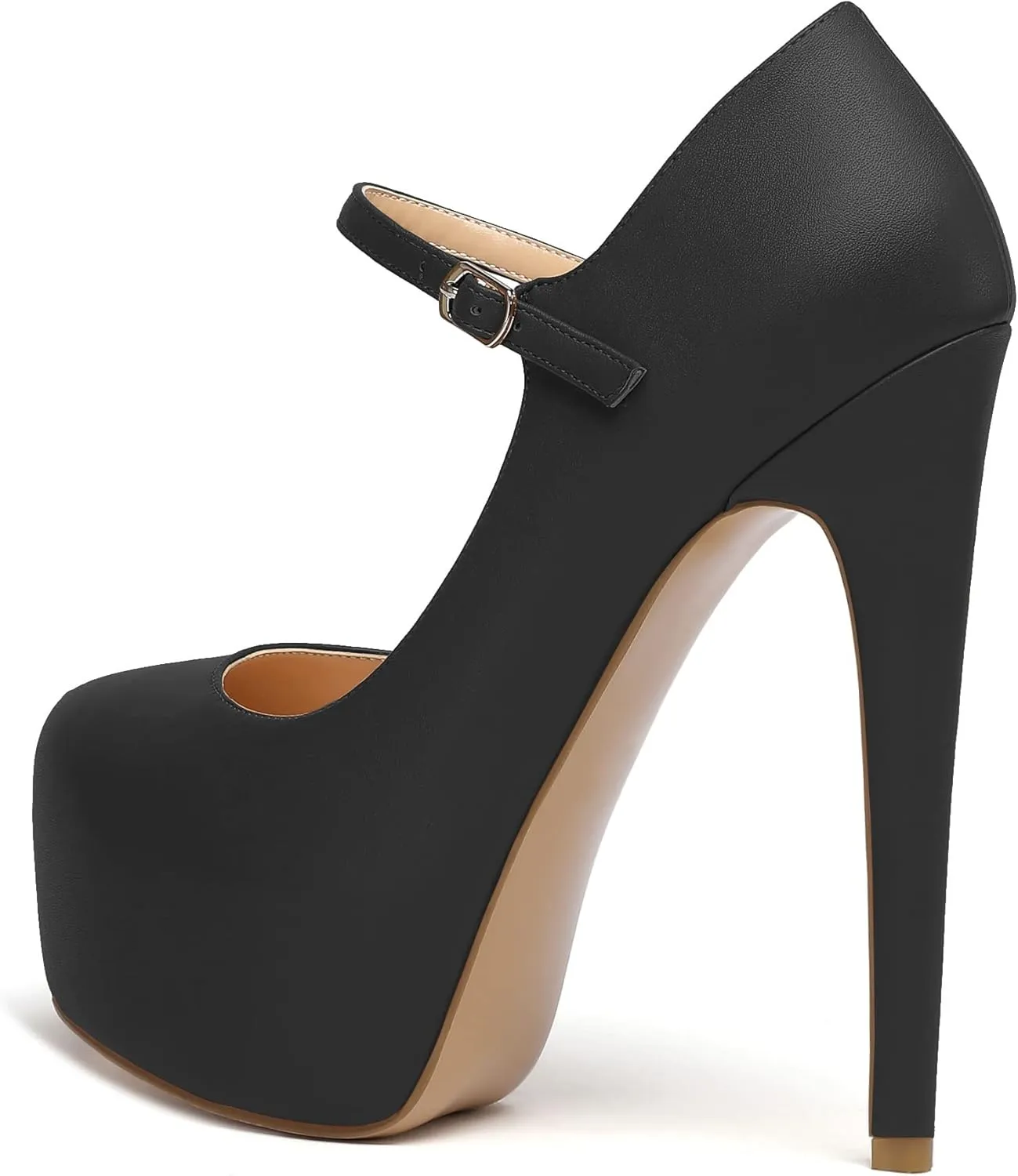 SAMMITOP Women's Round Toe High Heel Mary Jane Dress Pumps Platform Stiletto Shoes