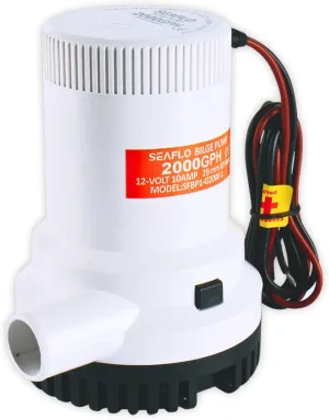 SEAFLO 01 Series 2000 GPH Bilge Pump – 12V, 1-1/8" Outlet, Marine Submersible Pump with Anti-Airlock Protection, CE & Rohs Certified, 4-Year Warranty | Reliable for Boats and Marine Applications