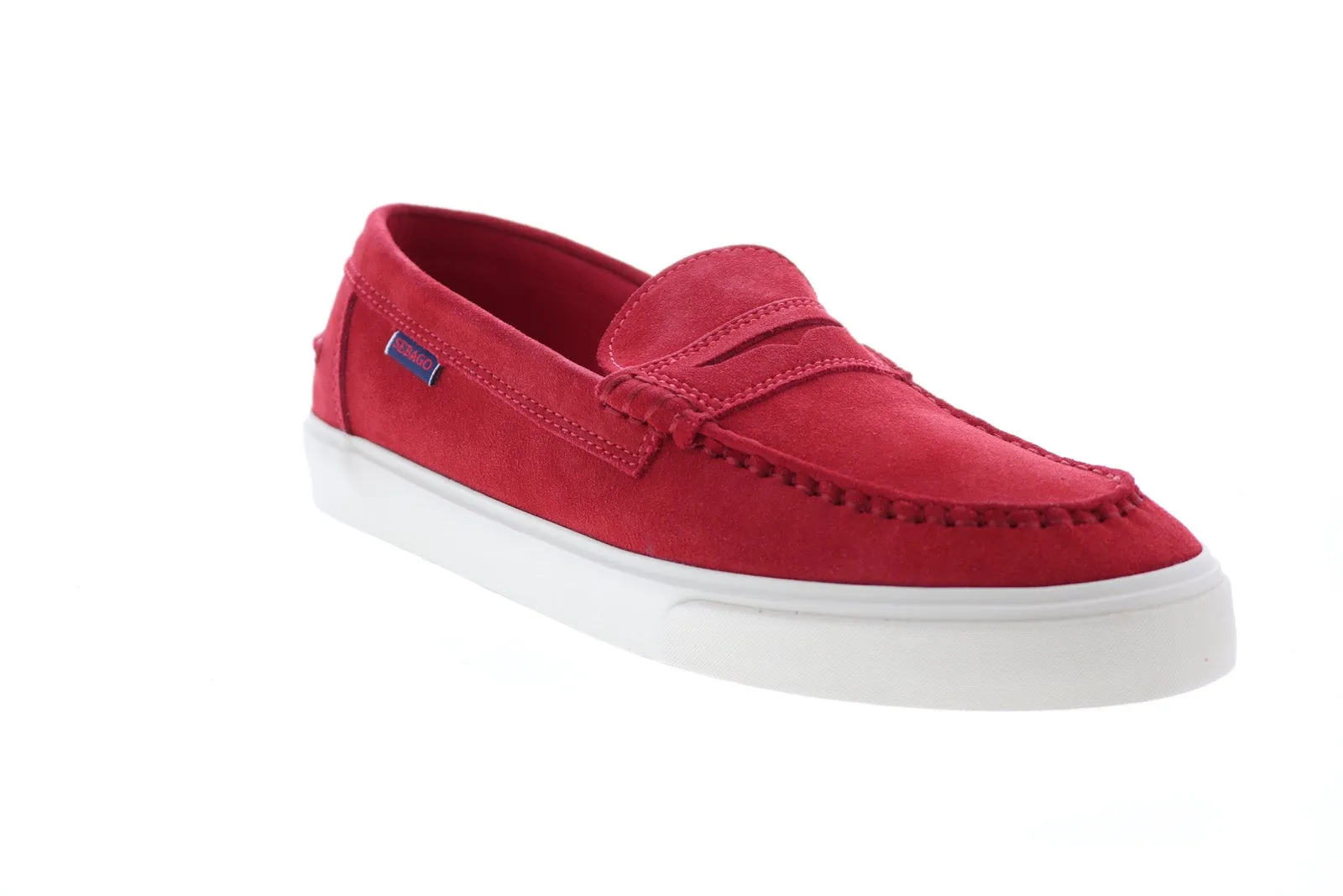 Sebago Manitou 751112W Mens Red Suede Loafers & Slip Ons Moccasin Shoes