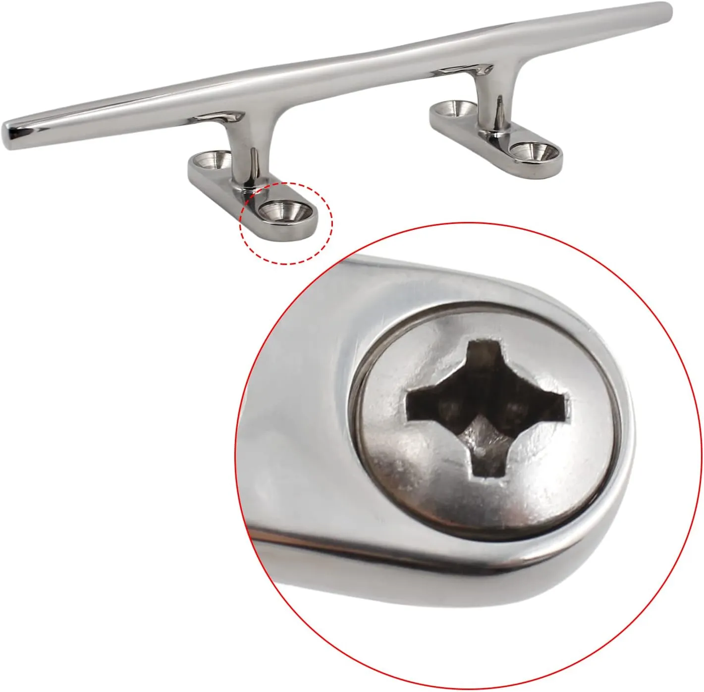 SHENGHUISS Boat Cleats 316 Stainless Steel Cleat Classic Open Base Boat Dock Cleats（4"/5"/6"/8"/10"/12"）