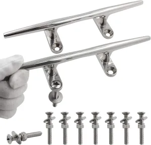 SHENGHUISS Boat Cleats 316 Stainless Steel Cleat Classic Open Base Boat Dock Cleats（4"/5"/6"/8"/10"/12"）