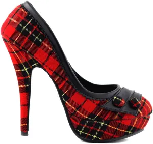 SHOW STORY Classic Checkered Buttons High Heel Platform Stiletto Pumps,LF30441