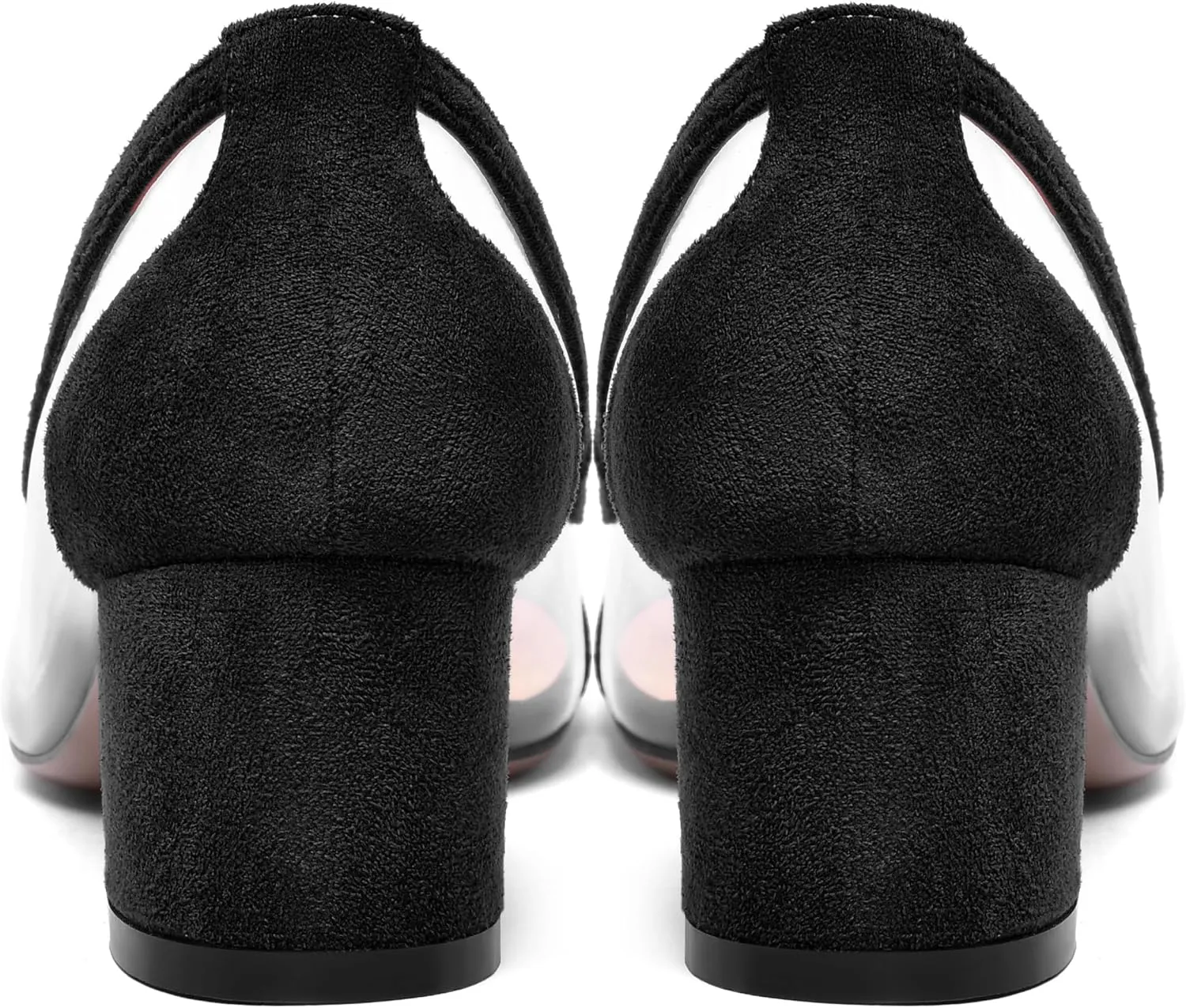 SHOWFOREST Womens Solid Clear Dress Slip On Pointed Toe Suede Dating Chunky Low Heel Pumps Shoes 2 Inch