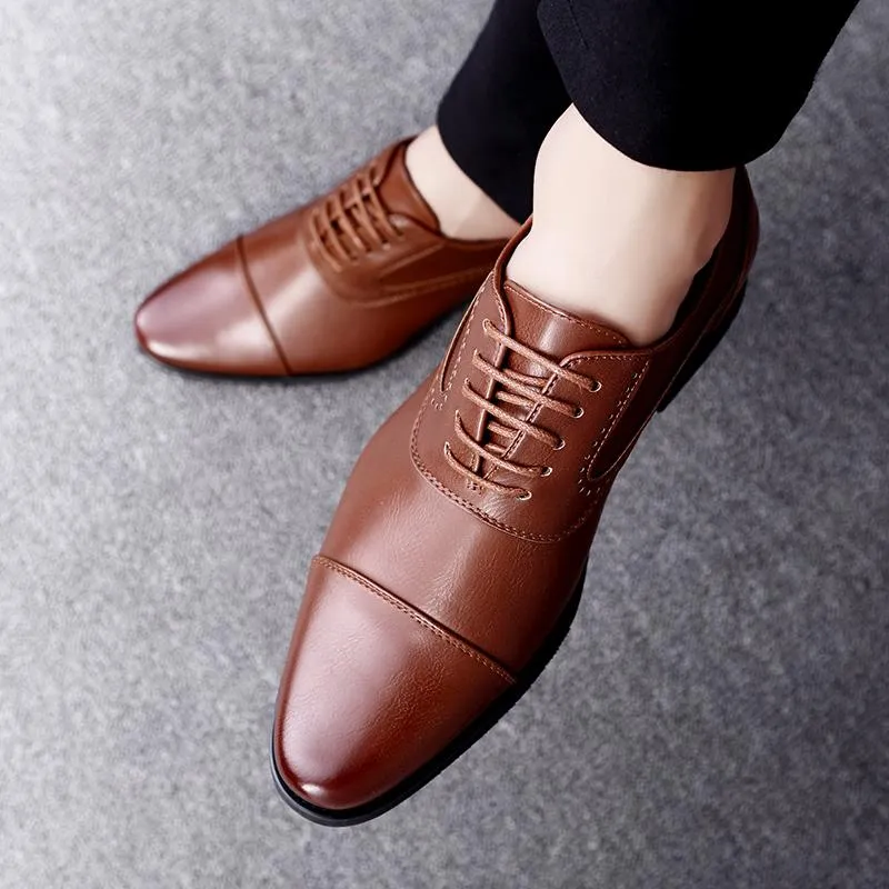 Simple Style Quality Men Oxford Shoes Lace-up Brand Men Formal Shoes Men Leather Wedding Shoes