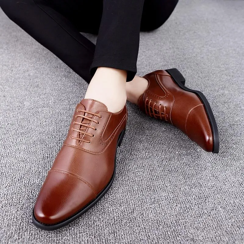 Simple Style Quality Men Oxford Shoes Lace-up Brand Men Formal Shoes Men Leather Wedding Shoes