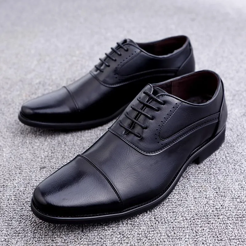 Simple Style Quality Men Oxford Shoes Lace-up Brand Men Formal Shoes Men Leather Wedding Shoes