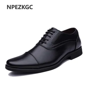 Simple Style Quality Men Oxford Shoes Lace-up Brand Men Formal Shoes Men Leather Wedding Shoes