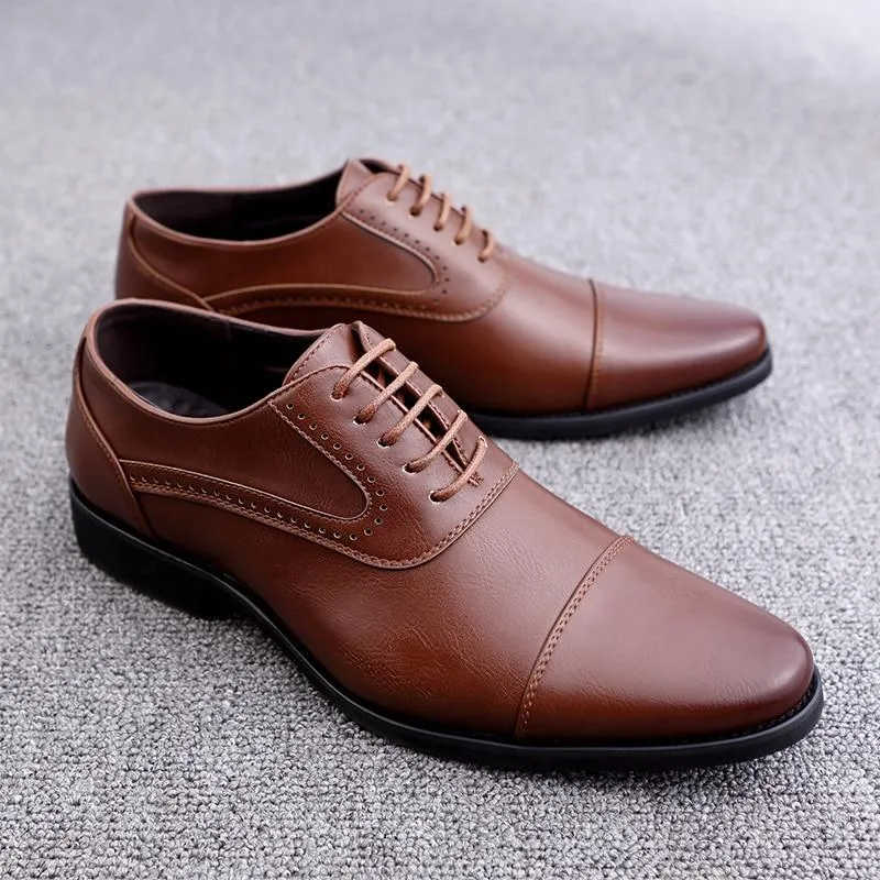 Simple Style Quality Men Oxford Shoes Lace-up Brand Men Formal Shoes Men Leather Wedding Shoes