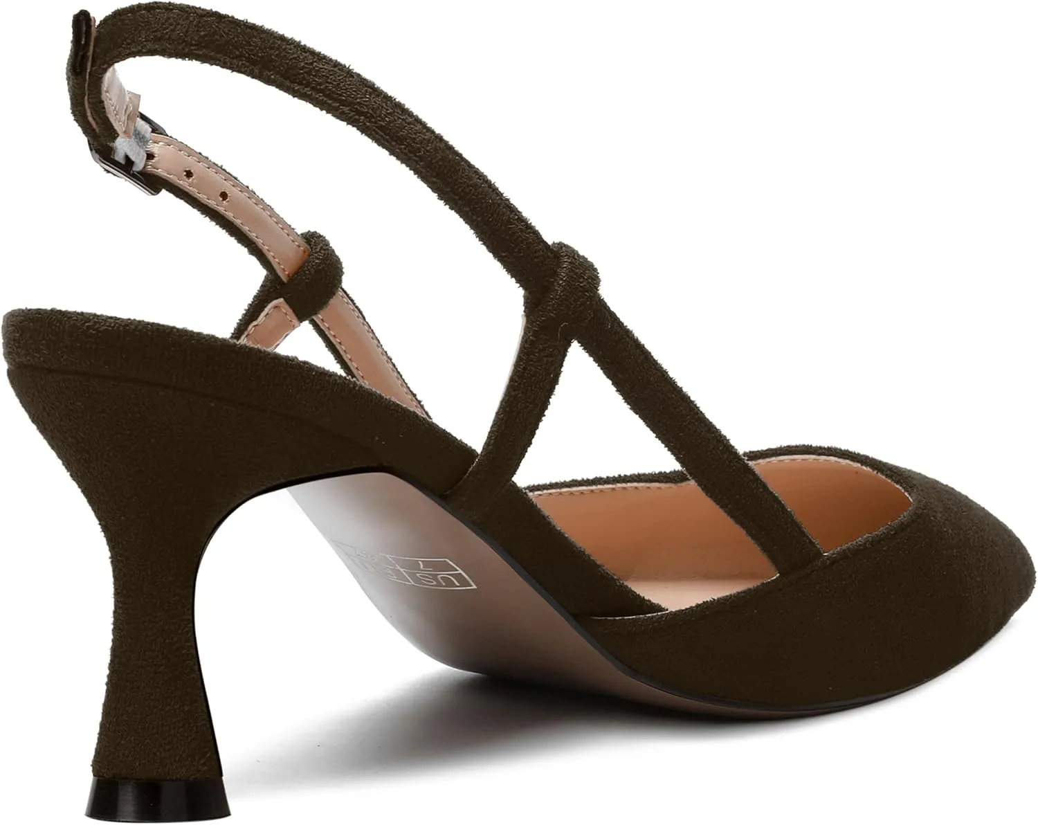 SKYSTERRY Womens Suede Evening Casual Pointed Toe Buckle Slingback Spool Mid Heel Pumps Shoes 2.5 Inch