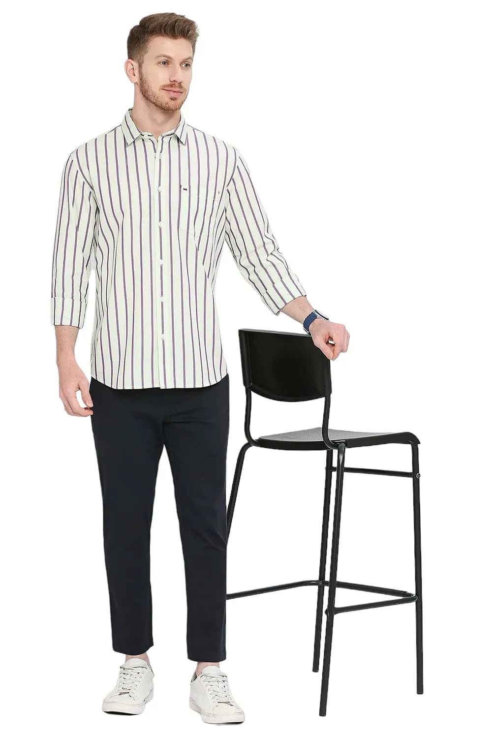 Slim Fit Cotton Stripe Shirt