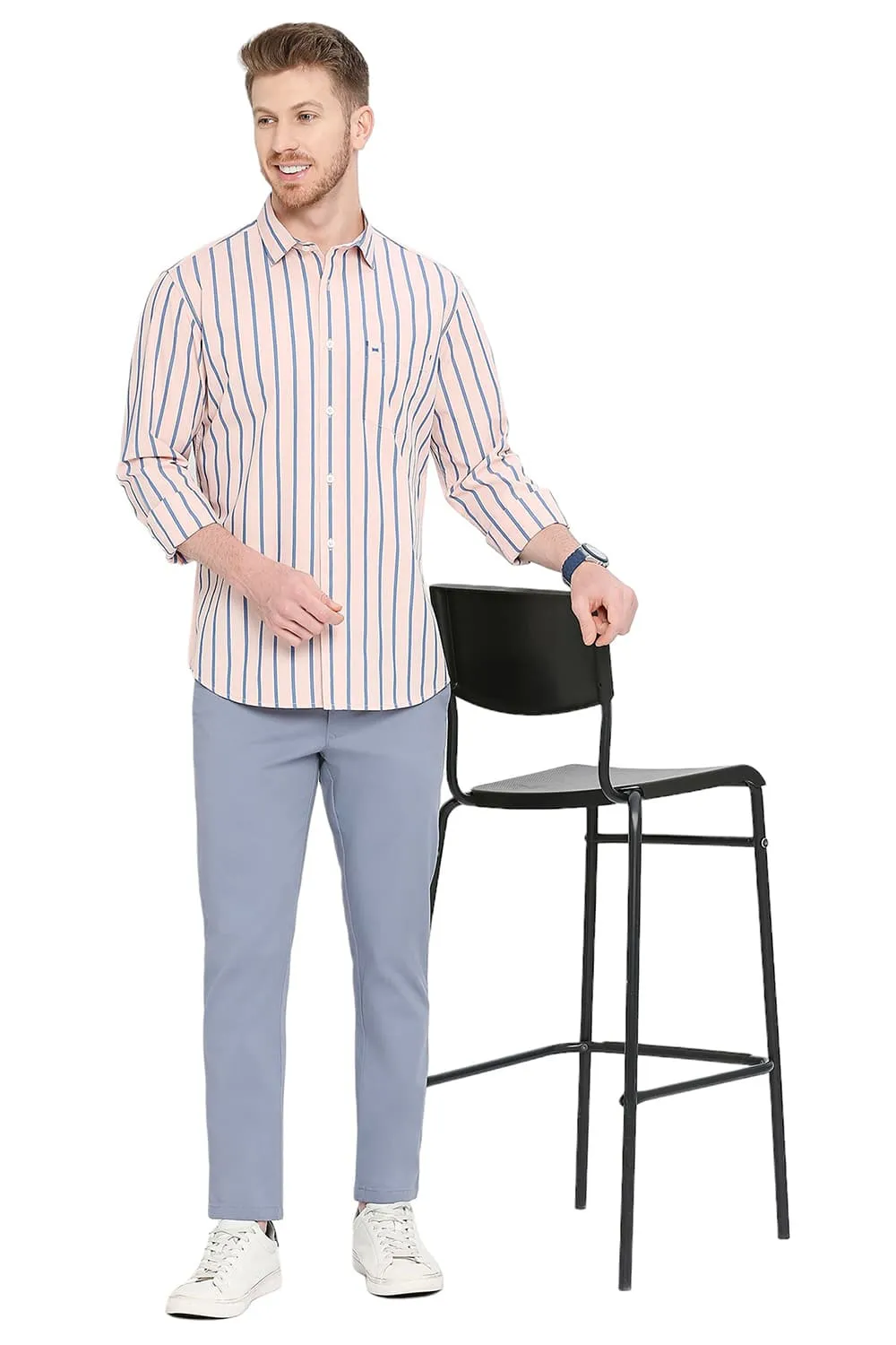 Slim Fit Cotton Stripe Shirt