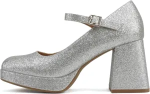 Soda “NOSTA” ~ Women Square Toe Mary Jane Platform High Chunky Flare Heel Pump Shoe with Adjustable Ankle Strap