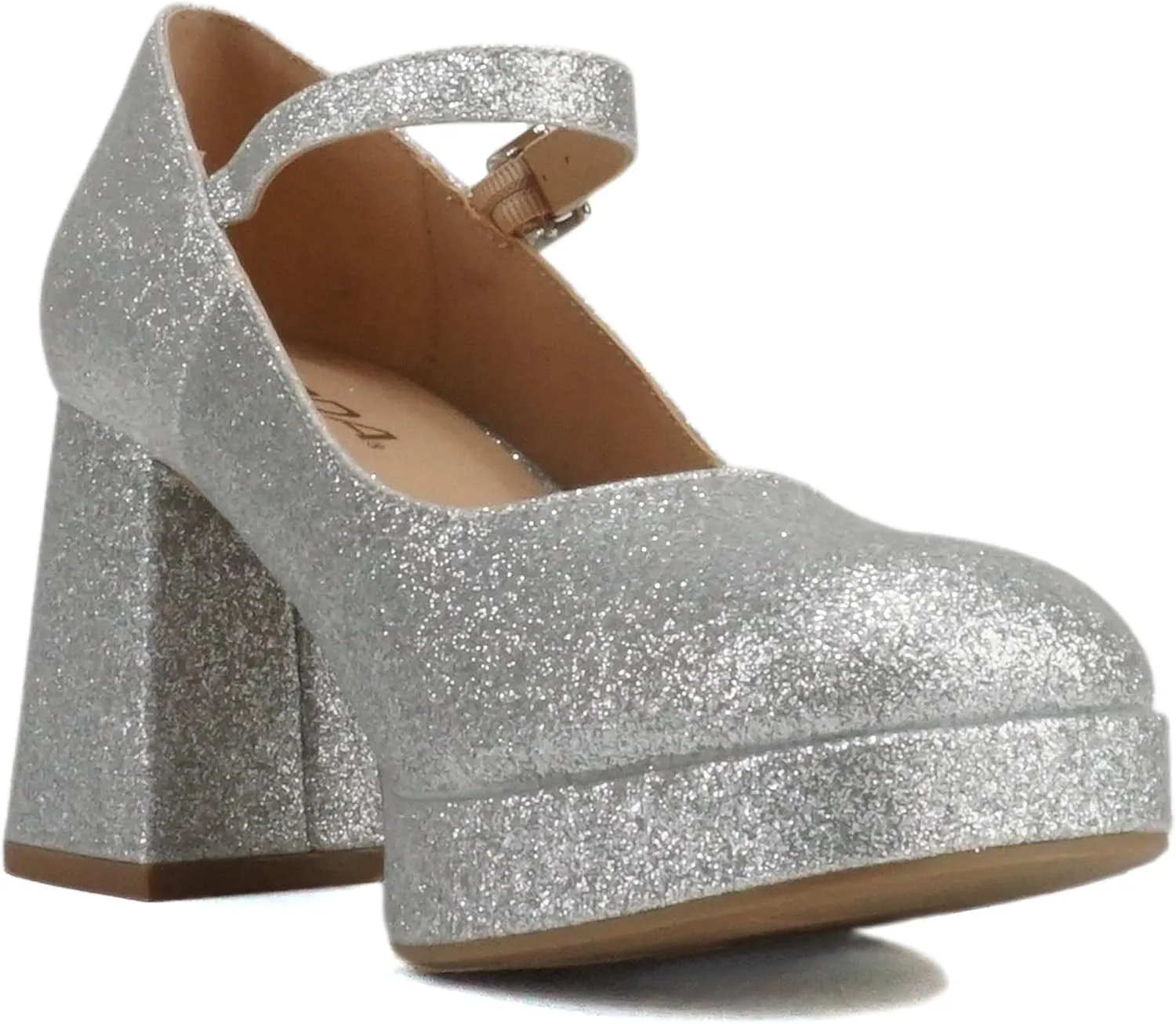 Soda “NOSTA” ~ Women Square Toe Mary Jane Platform High Chunky Flare Heel Pump Shoe with Adjustable Ankle Strap