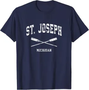 St. Joseph Michigan Vintage Nautical Crossed Oars T-Shirt
