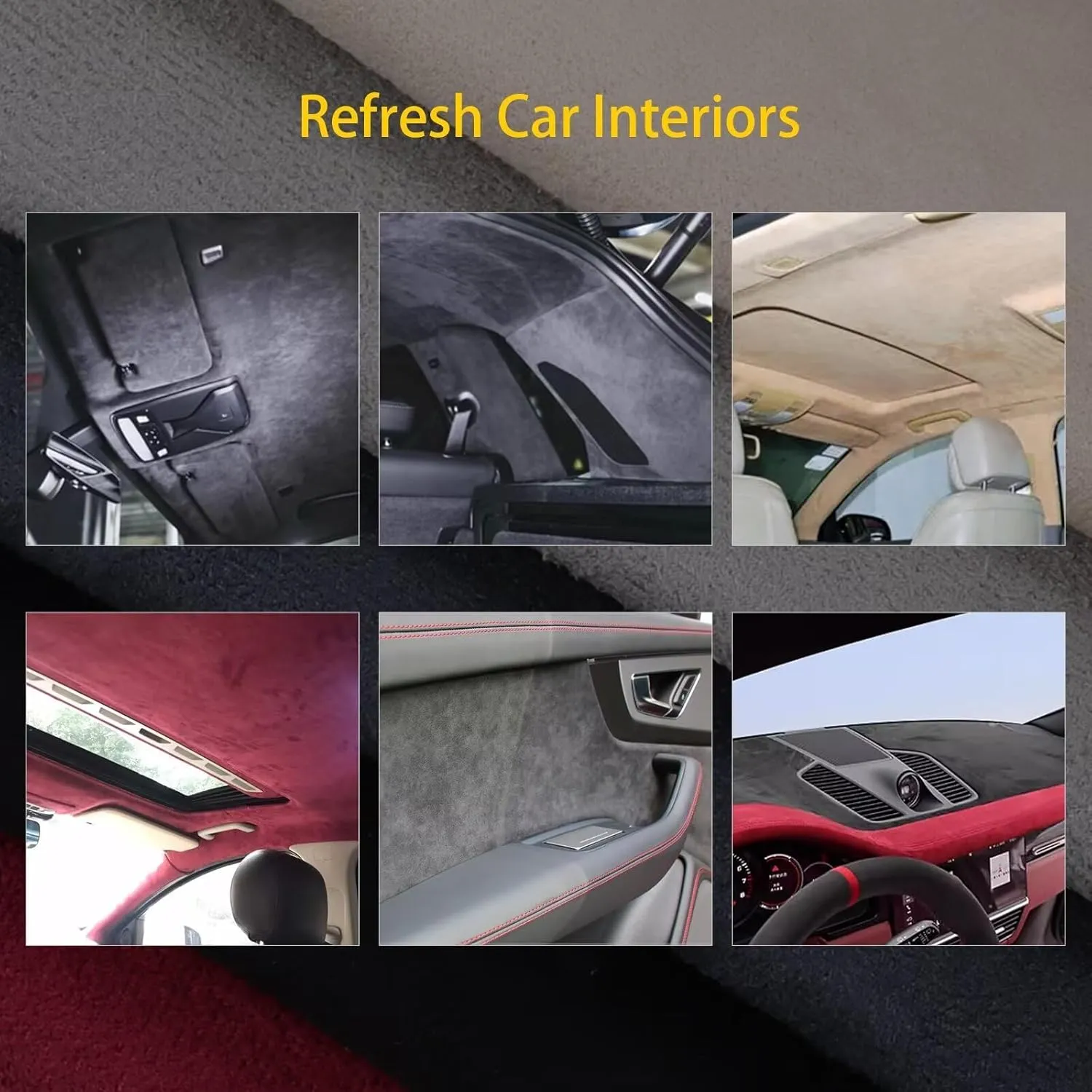 Suede Headliner with Foam Backed Fabric 60" Width, Replacement Automotive RV Boat Marine Interiors Aging/Faded/Broken Gray, 85" x 60"