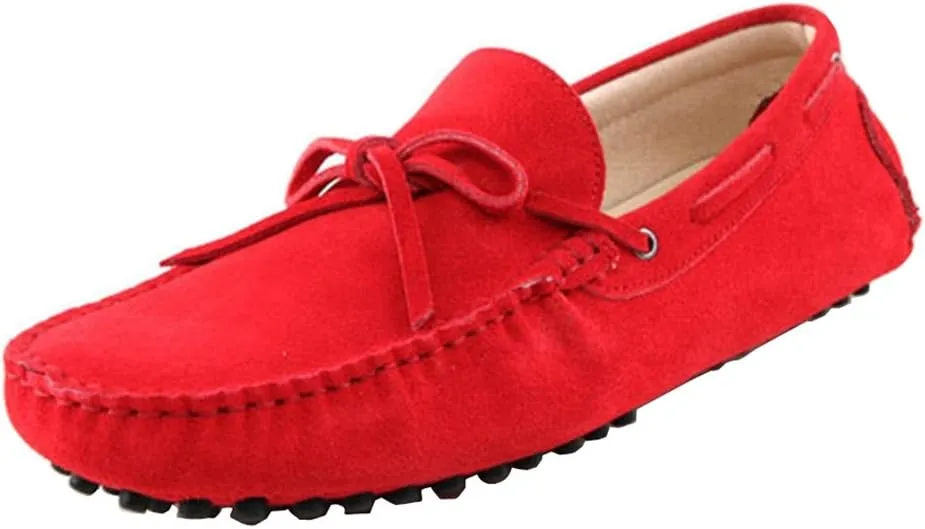 TDA Men's New Knot Suede Driving Loafers Penny Boat Shoes