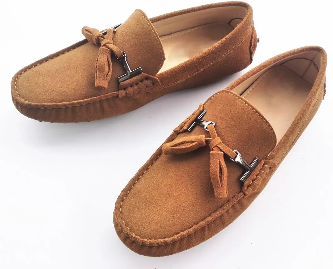 TDA Men's New Tassel Suede Driving Loafers Penny Boat Shoes