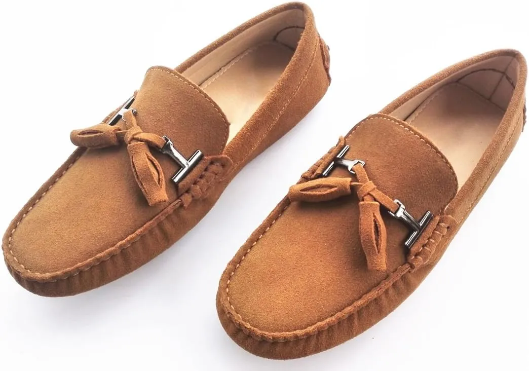 TDA Men's New Tassel Suede Driving Loafers Penny Boat Shoes