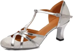TDA Women's T-Strap Glitter Synthetic Salsa Tango Ballroom Latin Party Dance Shoes