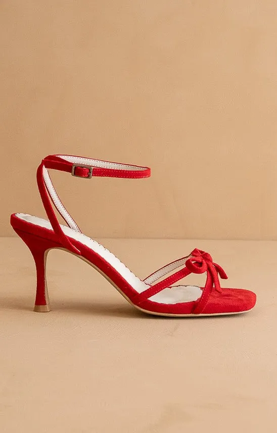 The Sylvie Stiletto Velvet Thin Bow Heel