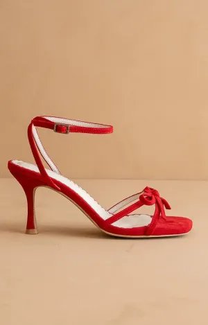 The Sylvie Stiletto Velvet Thin Bow Heel