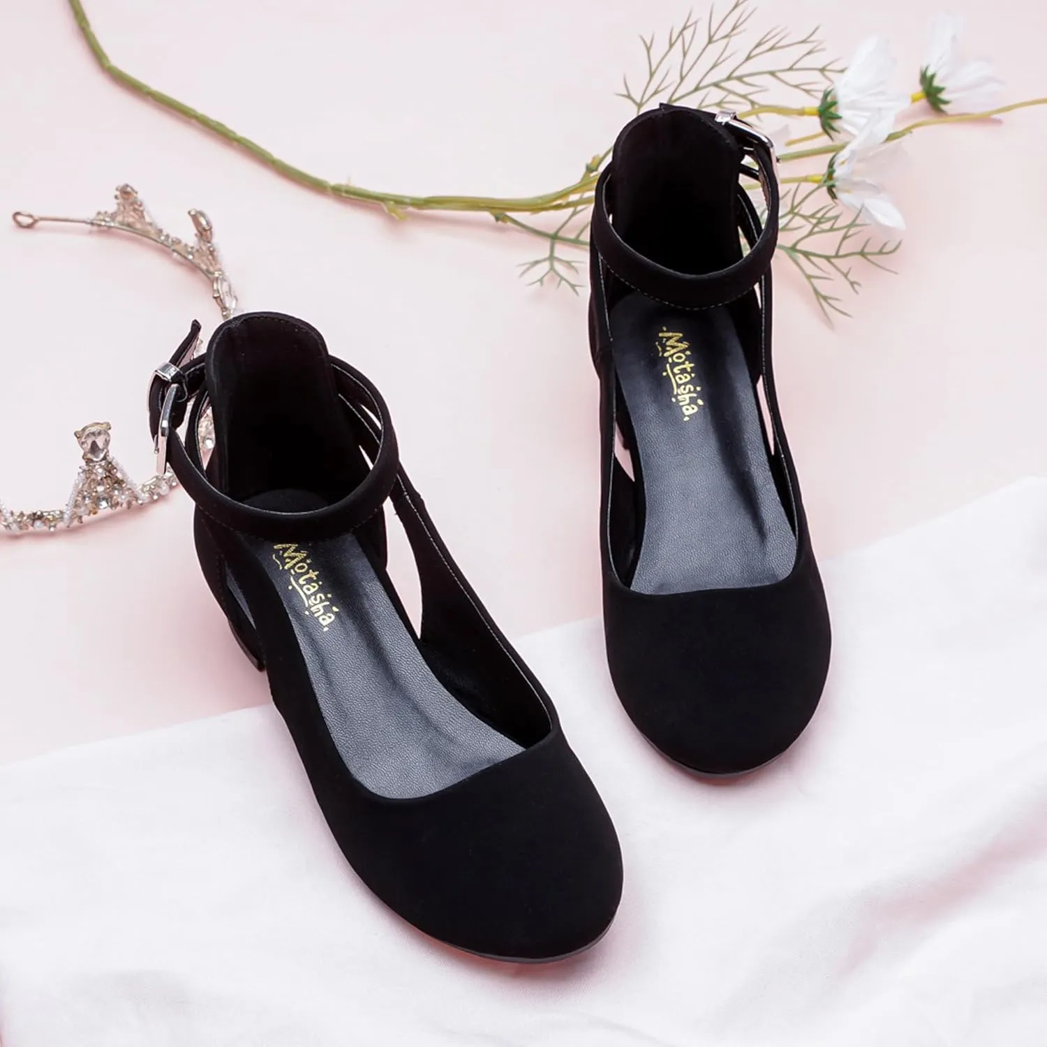 Toddler Girls Dress Shoes Flower Princess Shoes Girls Pump Low Heels Party Wedding for Little Big Kid
