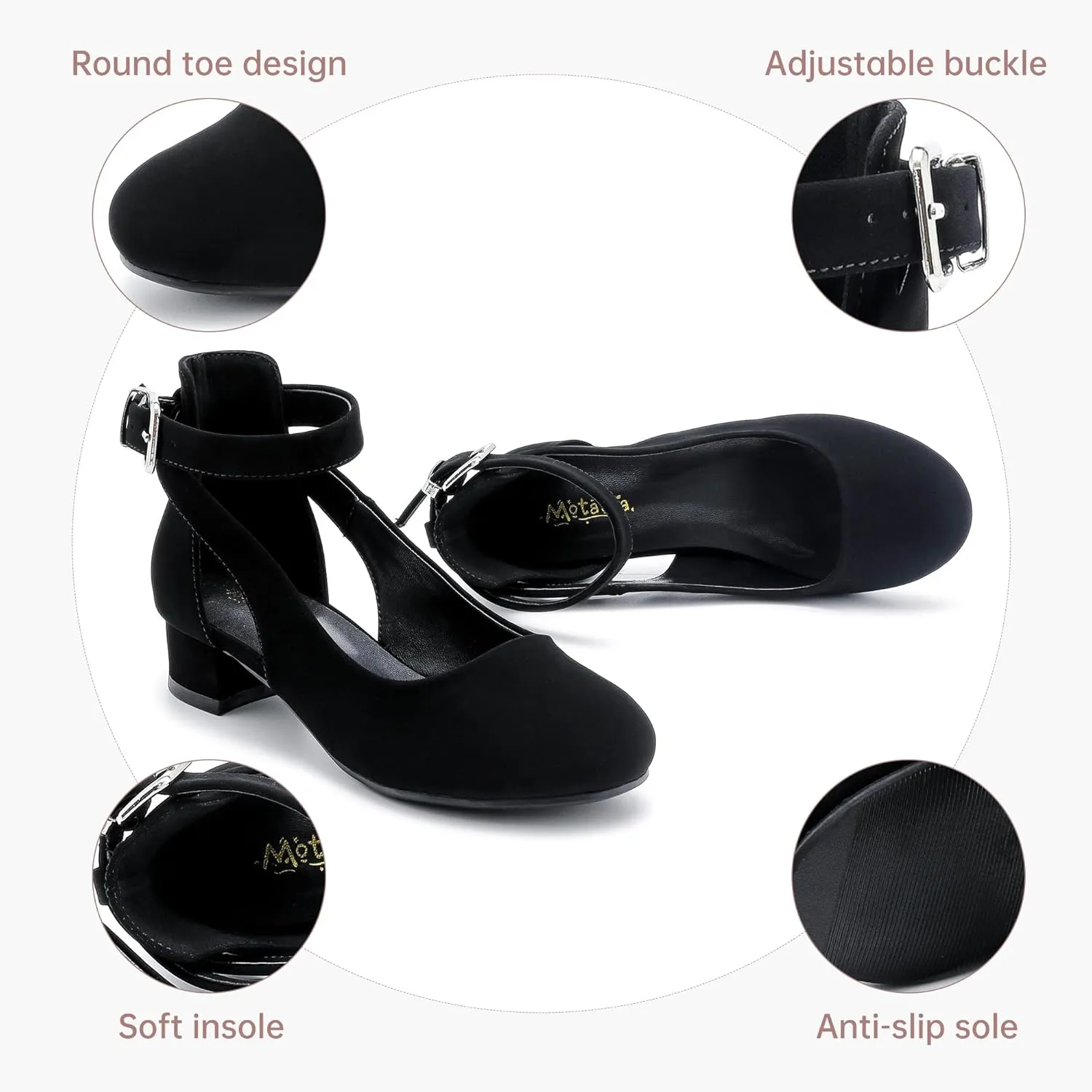 Toddler Girls Dress Shoes Flower Princess Shoes Girls Pump Low Heels Party Wedding for Little Big Kid