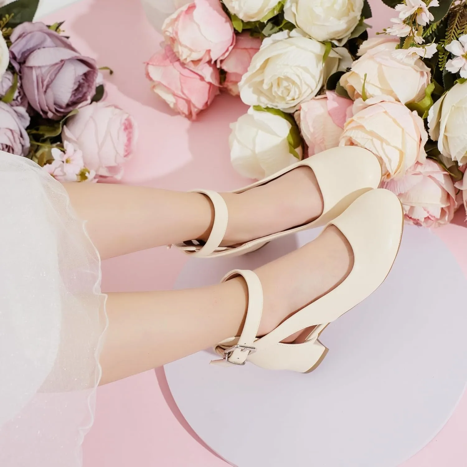 Toddler Girls Dress Shoes Flower Princess Shoes Girls Pump Low Heels Party Wedding for Little Big Kid