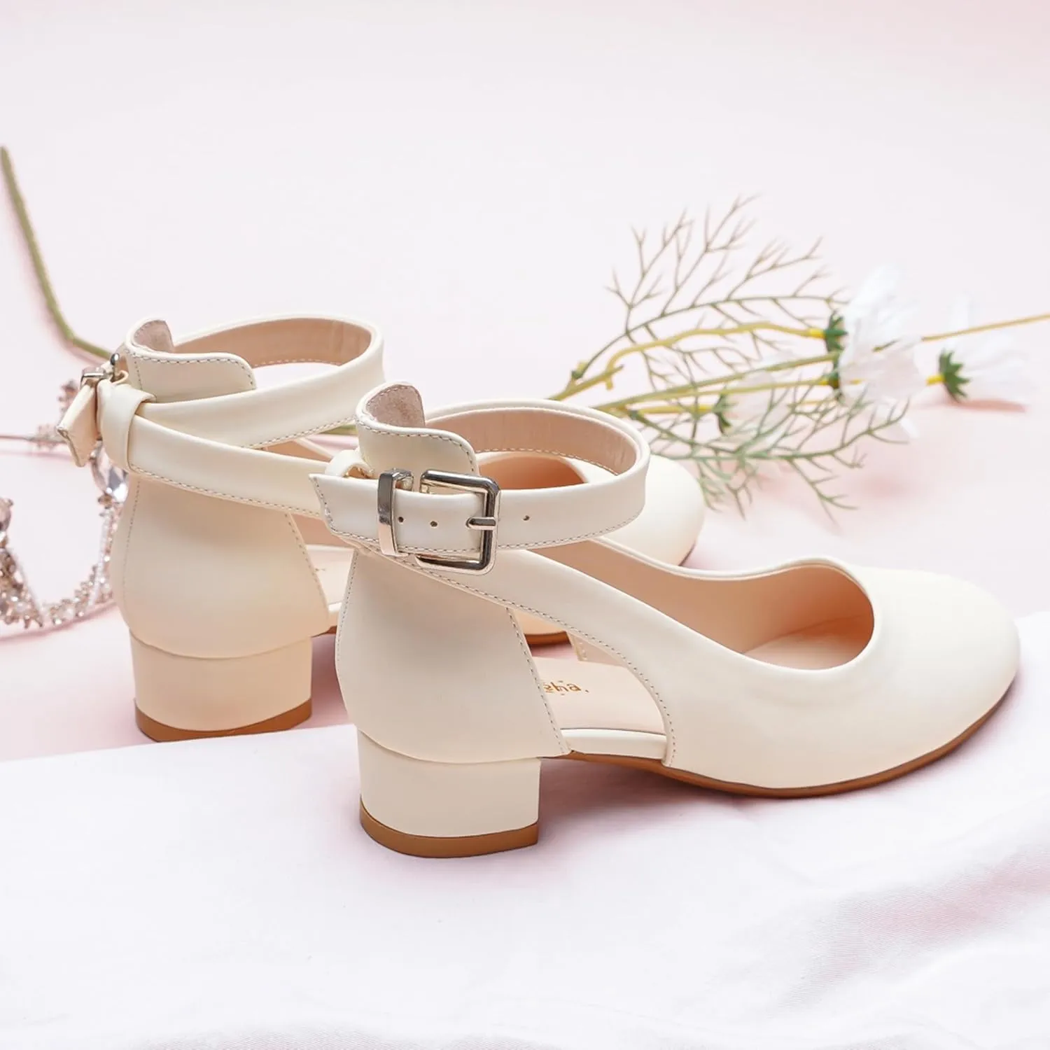 Toddler Girls Dress Shoes Flower Princess Shoes Girls Pump Low Heels Party Wedding for Little Big Kid