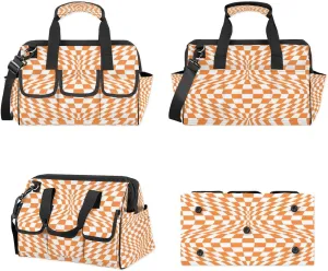 Tool Bag with Shoulder Strap Abstractions Interesting Organizer Pockets Tools Tote Bags for Men Women Adult Toolbag for Car Home Work Travel Storage