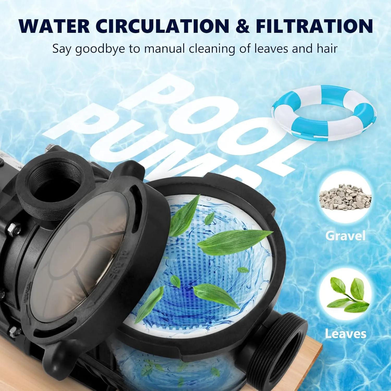 VEVOR Swimming Pool Pump, 1.5 HP 230 V, 1100 W Double Speed Pump for Above Ground Pool w/ Strainer Basket, 5400 GPH Max. Flow, Certification of ETL for Security