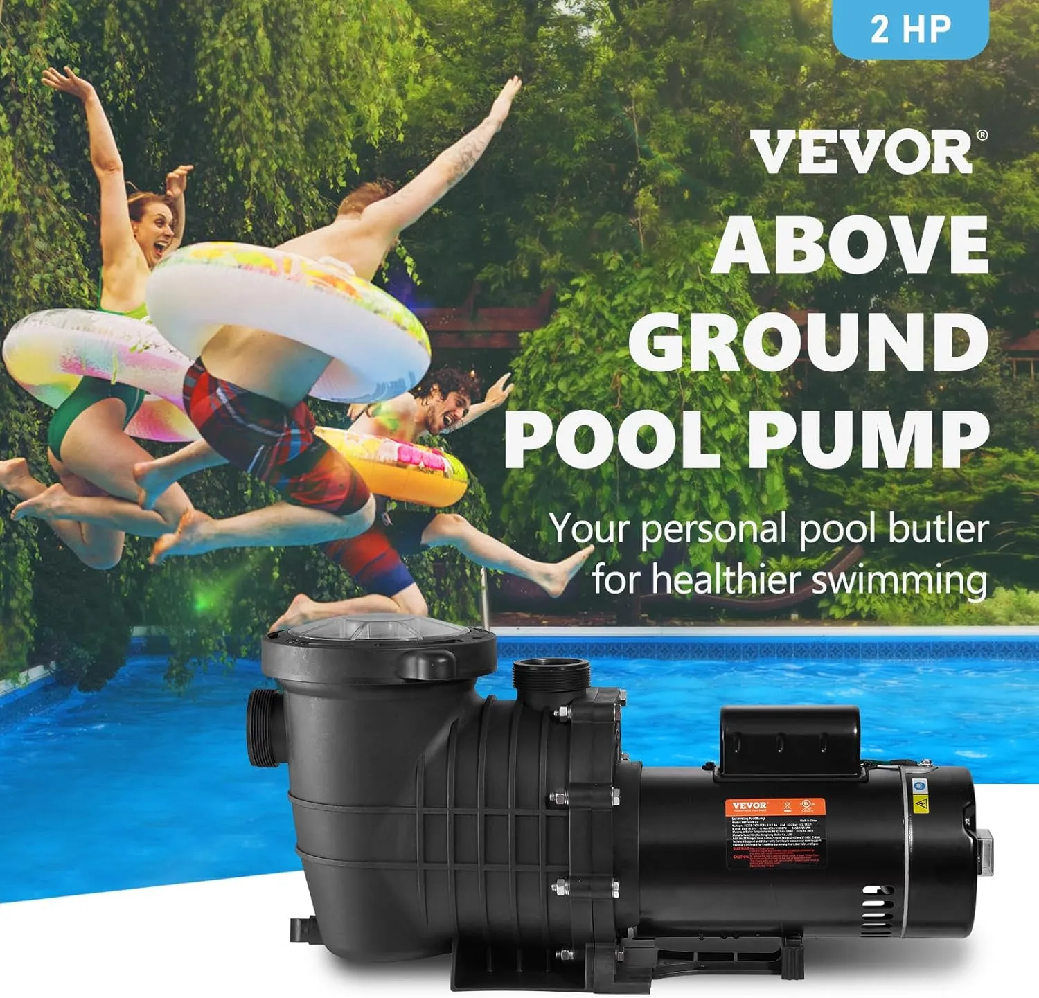 VEVOR Swimming Pool Pump, 1.5 HP 230 V, 1100 W Double Speed Pump for Above Ground Pool w/ Strainer Basket, 5400 GPH Max. Flow, Certification of ETL for Security