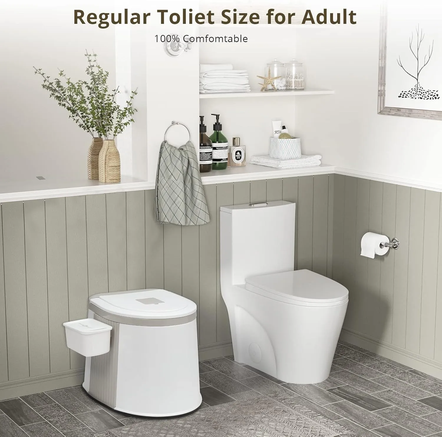 VINGLI Portable Toilet, Commode with 5 Gallon Bucket Inner, Lightweight Camping RV Toilet for Adult, Kids, Boat, Van, Travel (Classic)