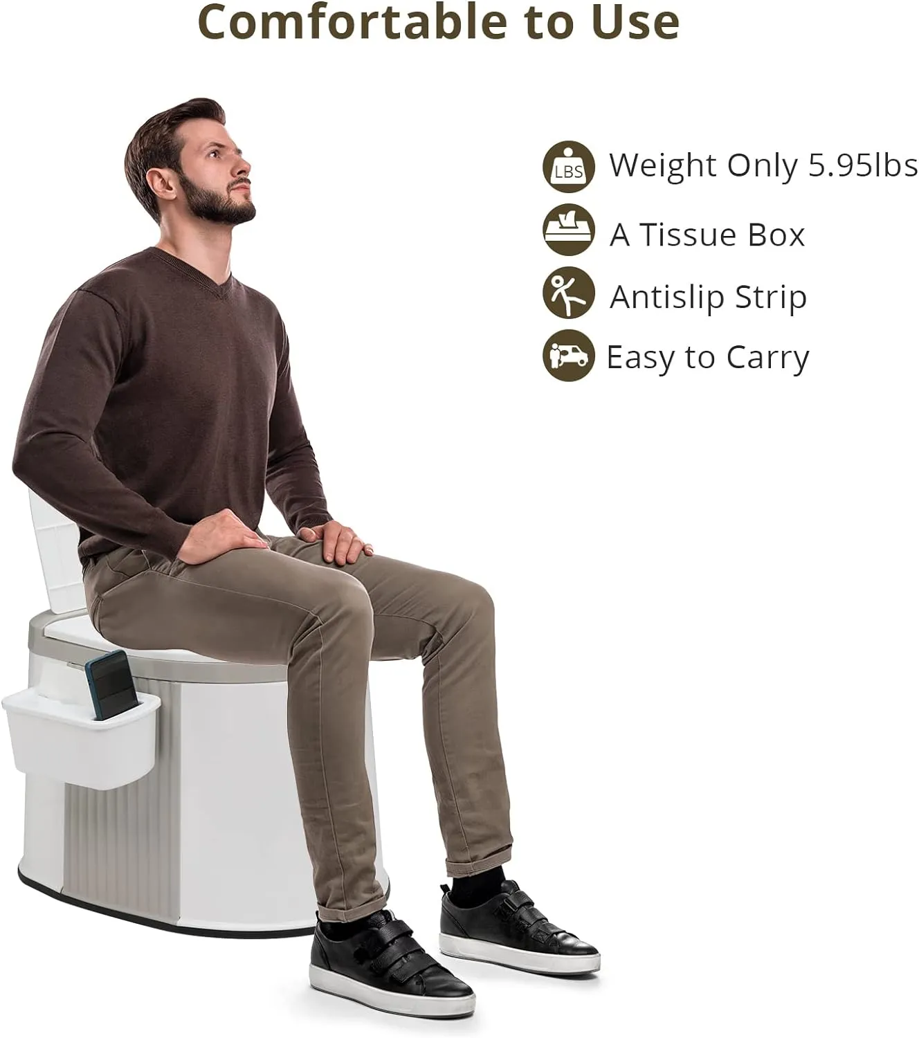 VINGLI Portable Toilet, Commode with 5 Gallon Bucket Inner, Lightweight Camping RV Toilet for Adult, Kids, Boat, Van, Travel (Classic)
