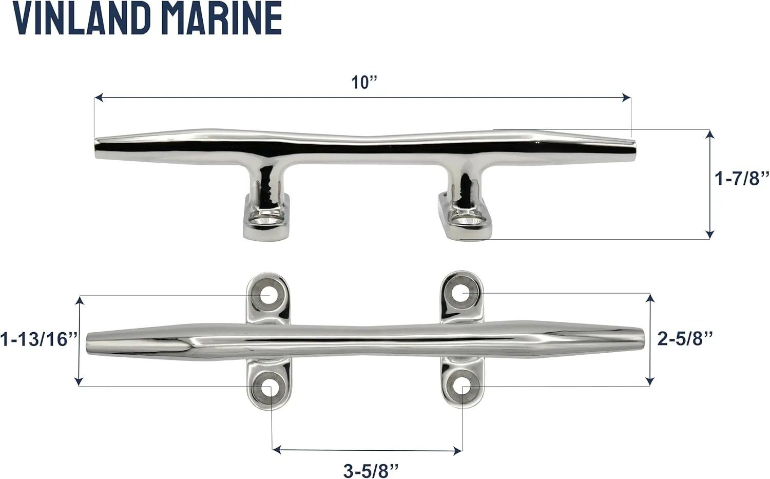 Vinland Marine 316 Stainless Steel Herreshoff Cleat, Length 4" ~ 12", Multi-Pack, Investment cast, Anchor Cleat, Marine Cleat, Rope Cleat, Dock Cleats, Sailboat Hardware Cleats, Classic Boat Cleats